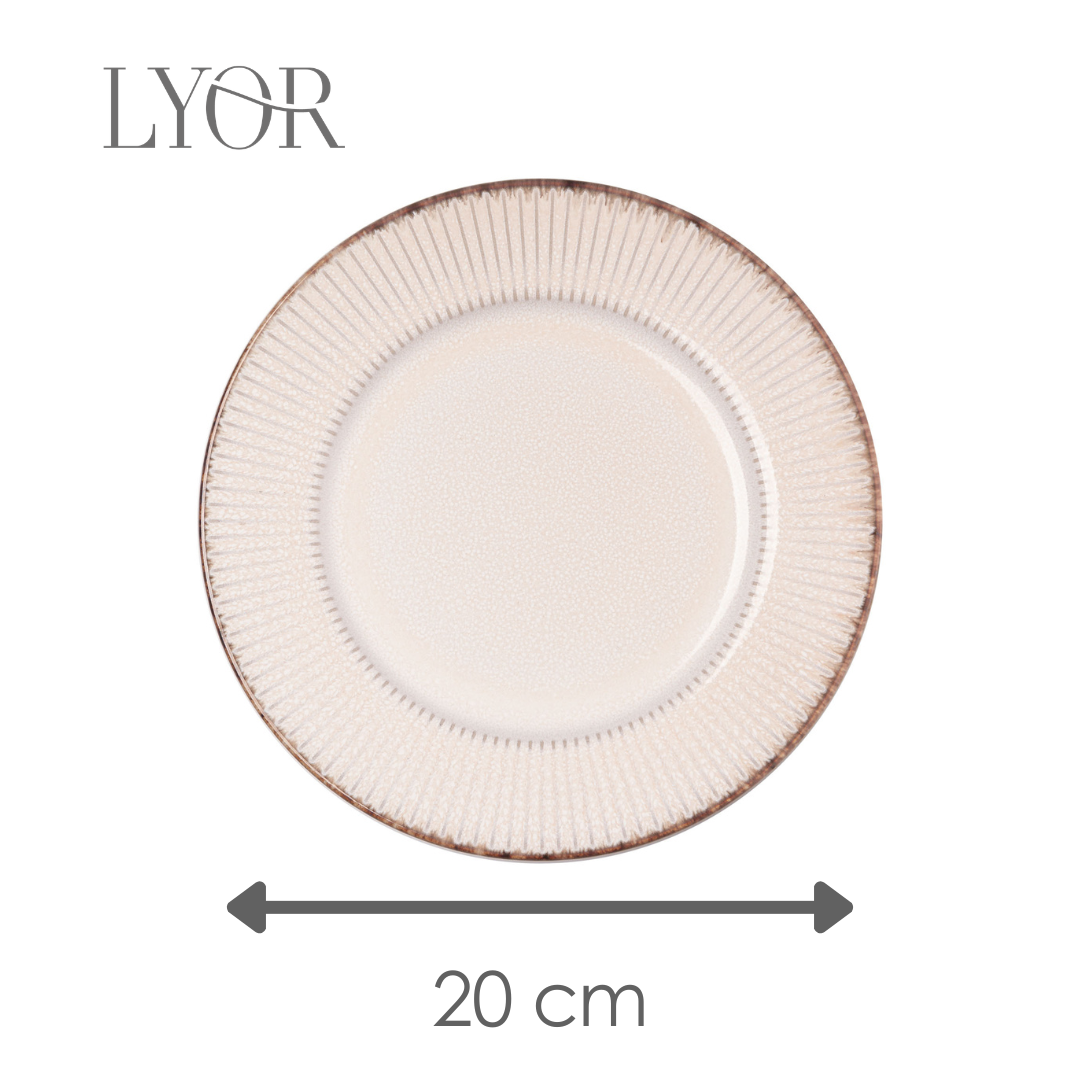 Prato Sobremesa Linear Cerâmica Branco - Lyor