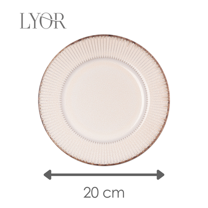 Prato Sobremesa Linear Cerâmica Branco - Lyor