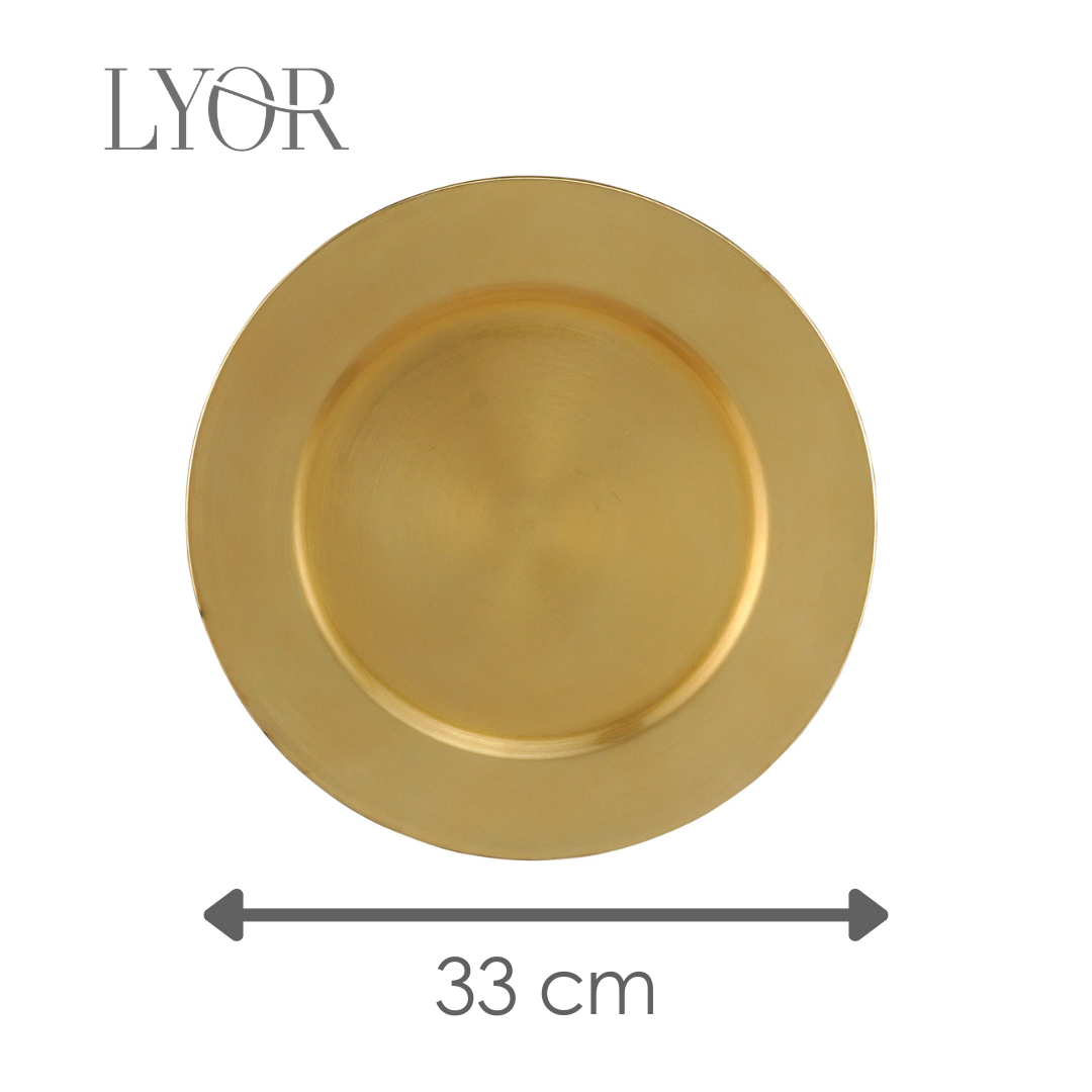 Sousplat de Plástico Opala Dourado 33cm - Lyor