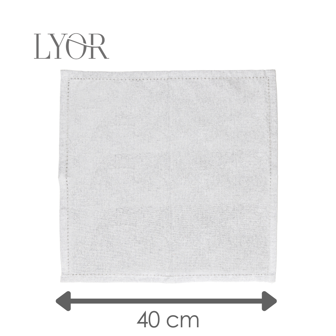 Conjunto 4 Guardanapos Momentos 40cm x 40cm Cinza Algodão - Lyor