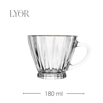 Conjunto 2 Xícaras para Chá com Fio de Ouro e Pires Radial 180ml Cristal - Lyor