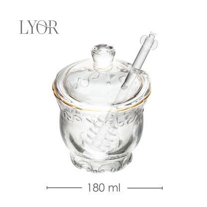 Meleira com Pegador e Tampa Serena com Fio de Ouro 180ml Cristal - Wolff
