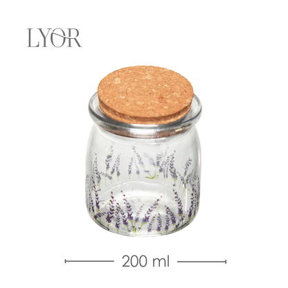 Pote Redondo com Tampa de Cortiça Provence 200ml Vidro - Lyor