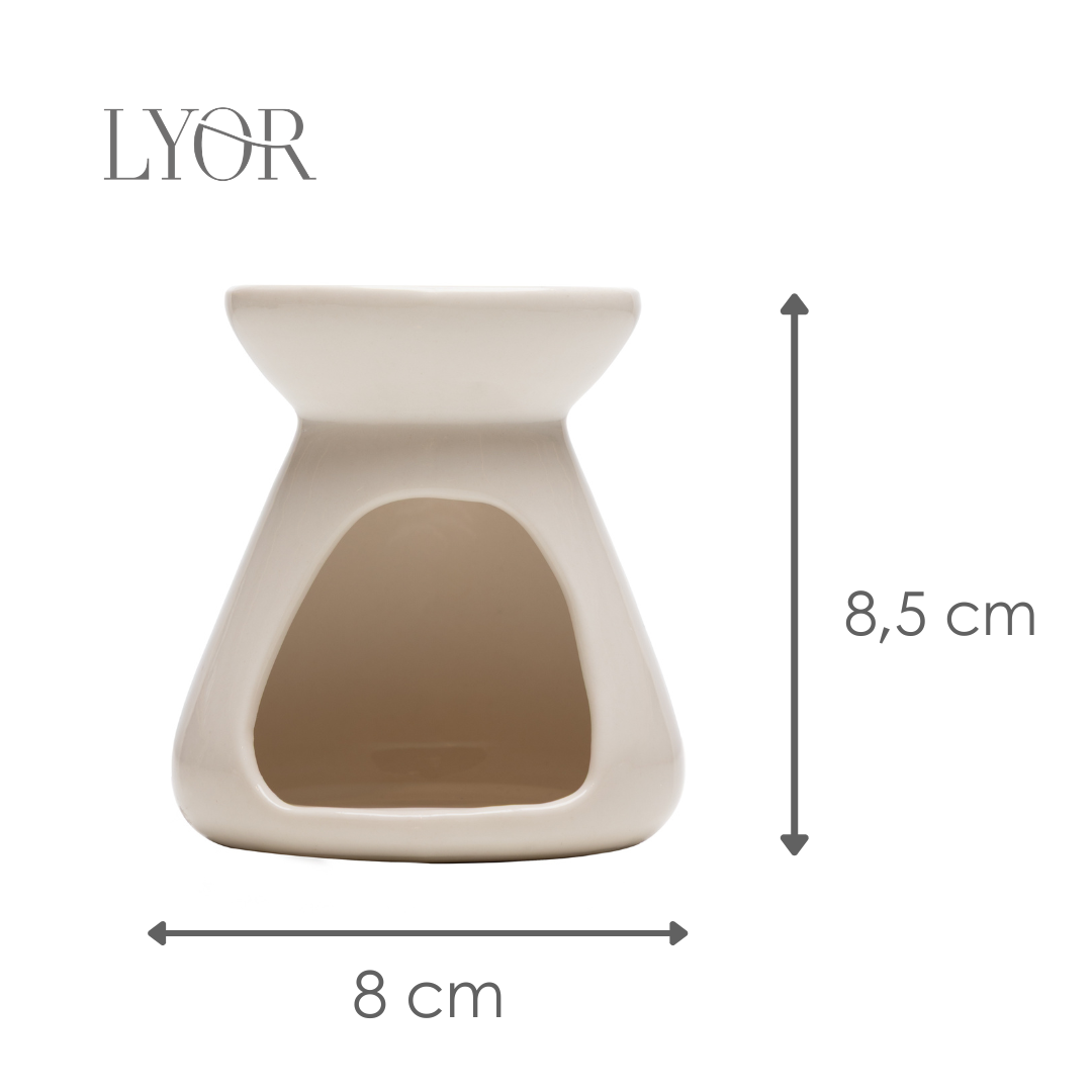 Difusor para Óleos Essenciais com Vela 8cm x 8cm x 8,5cm Branco Cerâmica - Lyor
