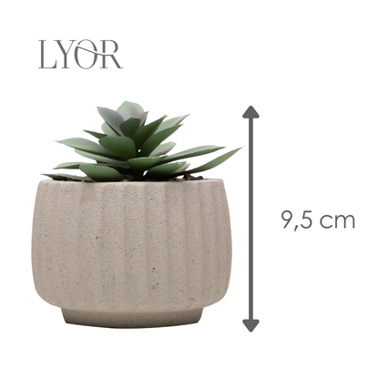 Cachepot com Suculenta Artificial Geometry 8cm x 9,5cm Bege Cimento - Lyor