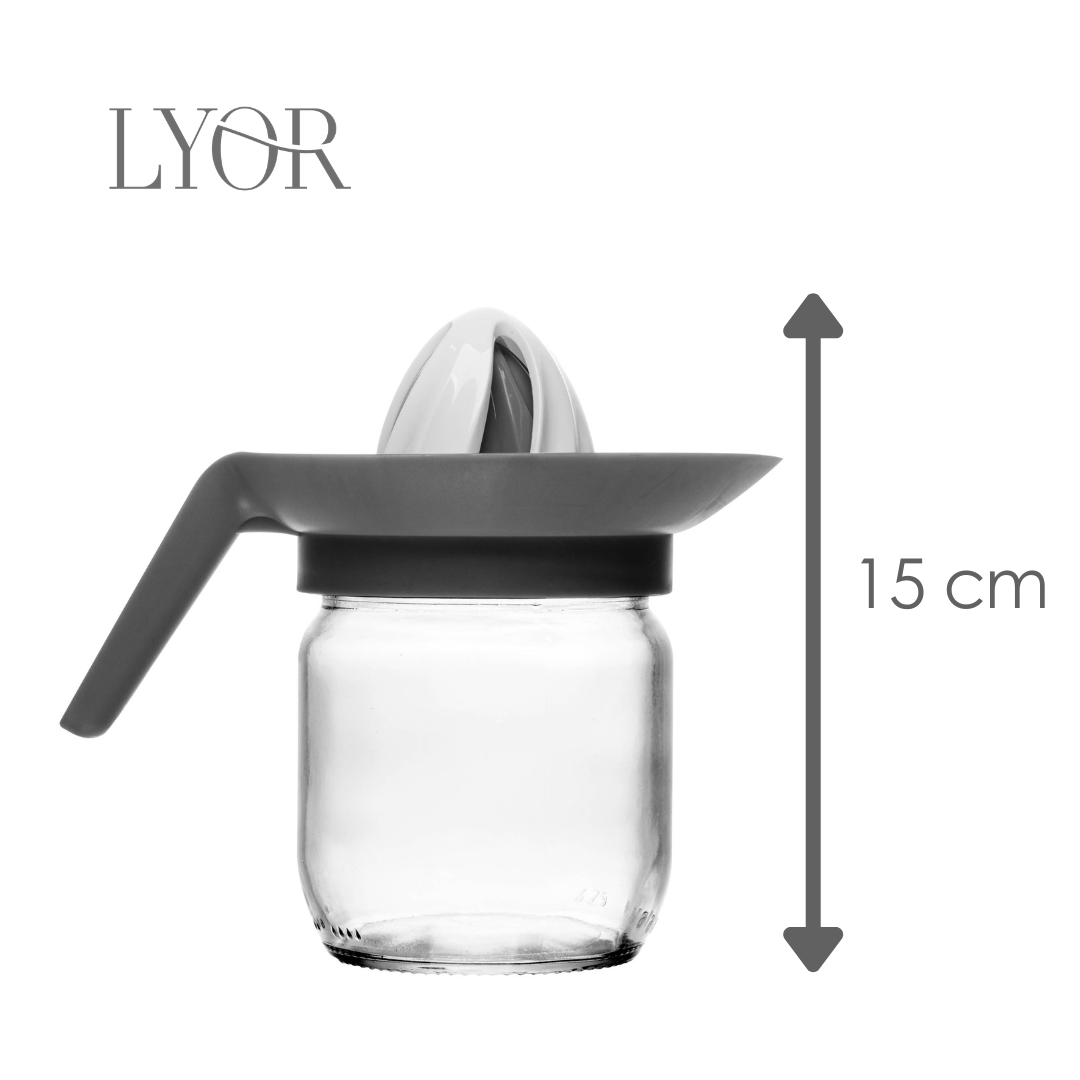 Jarra com Espremedor de Frutas Cítricas Siena 300ml Cinza Vidro - Lyor