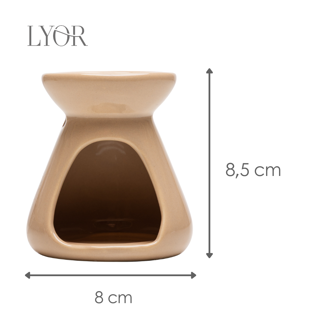 Difusor para Óleos Essenciais com Vela 8cm x 8cm x 8,5cm Bege Cerâmica - Lyor