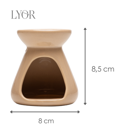Difusor para Óleos Essenciais com Vela 8cm x 8cm x 8,5cm Bege Cerâmica - Lyor