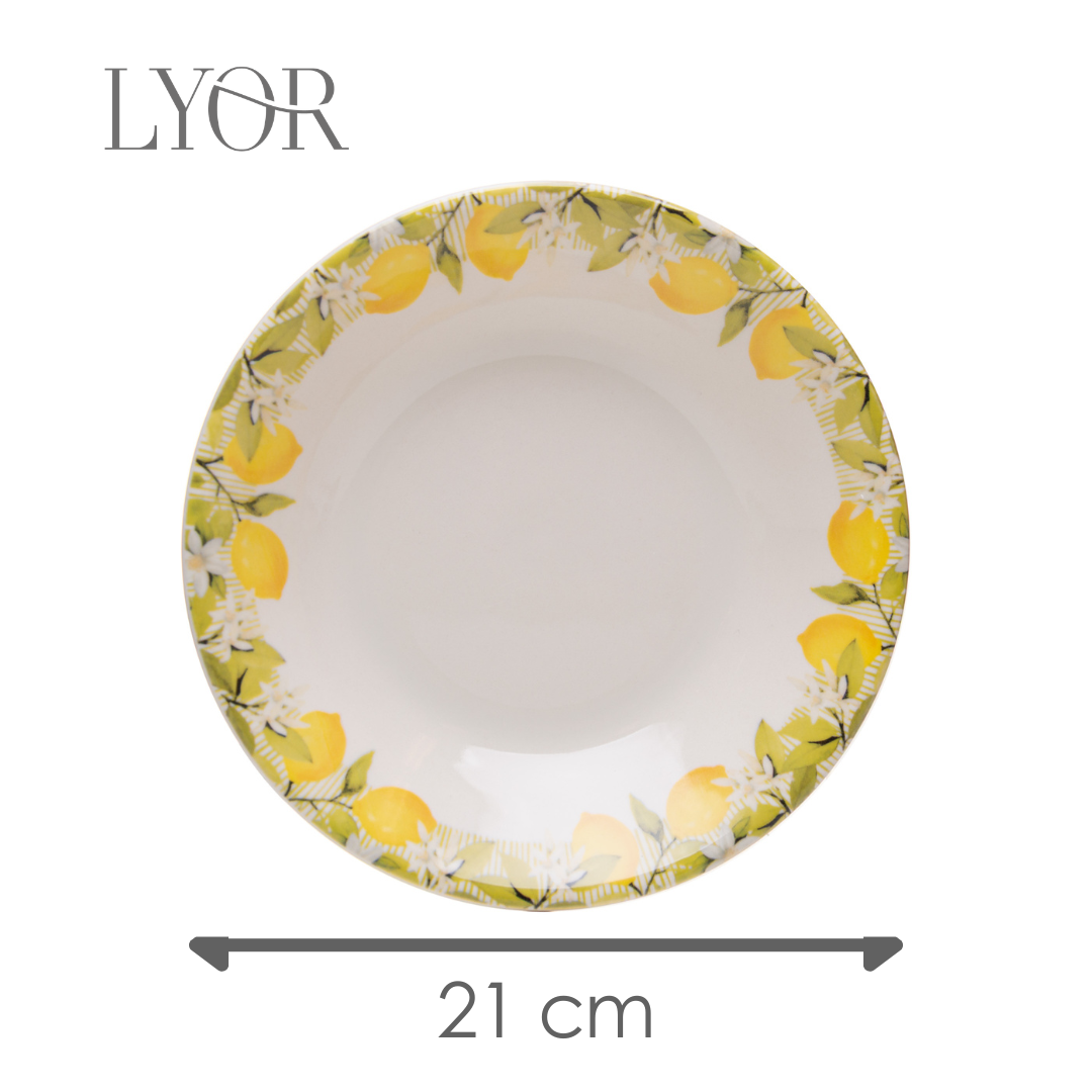 Prato Fundo 21cm Siciliano Branco Cerâmica - Lyor