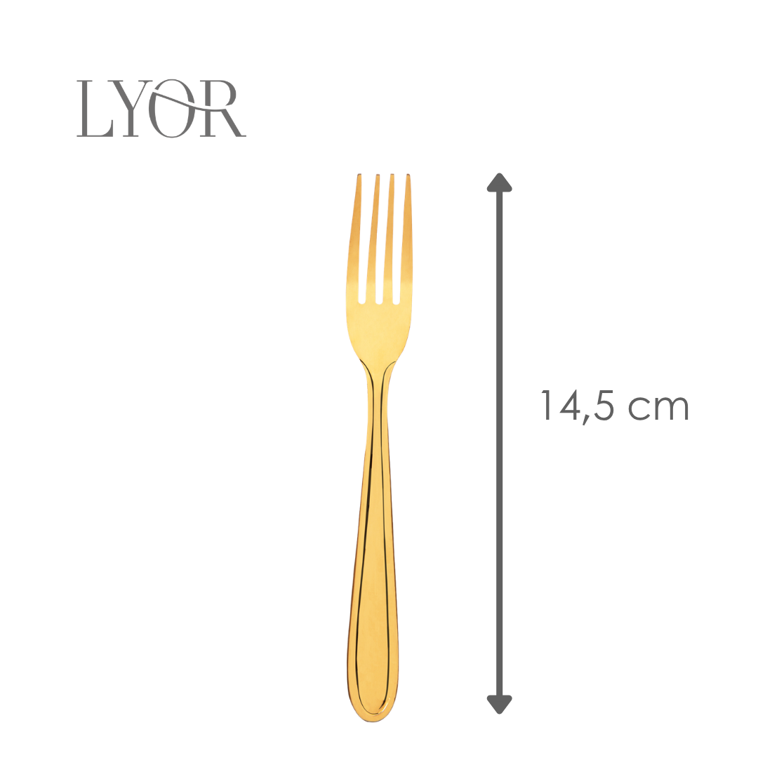 Conjunto 6 Garfos para Sobremesa Gastro Dourado Aço Inox - Lyor