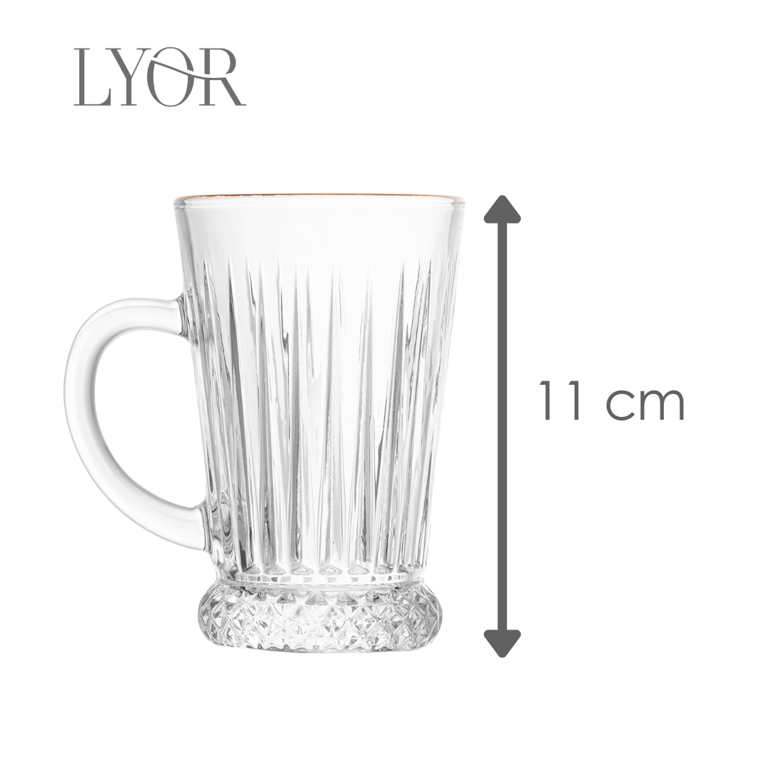 Taça de Cappuccino Deli Diamante com Fio de Ouro 210ml Cristal Ecológico - Lyor