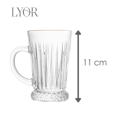 Taça de Cappuccino Deli Diamante com Fio de Ouro 210ml Cristal Ecológico - Lyor