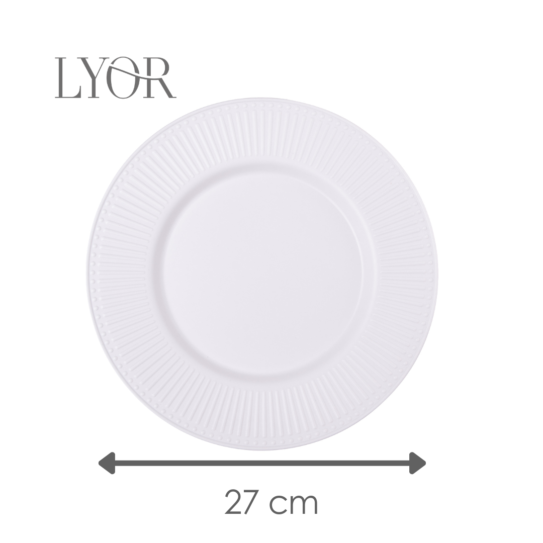 Prato Raso Aveline 27cm Branco Melamina - Lyor