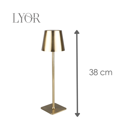 Luminária de Mesa Led 3 Tons Usb Elegance 9,5cm x 9,5cm x 38cm Dourada Metal - Lyor