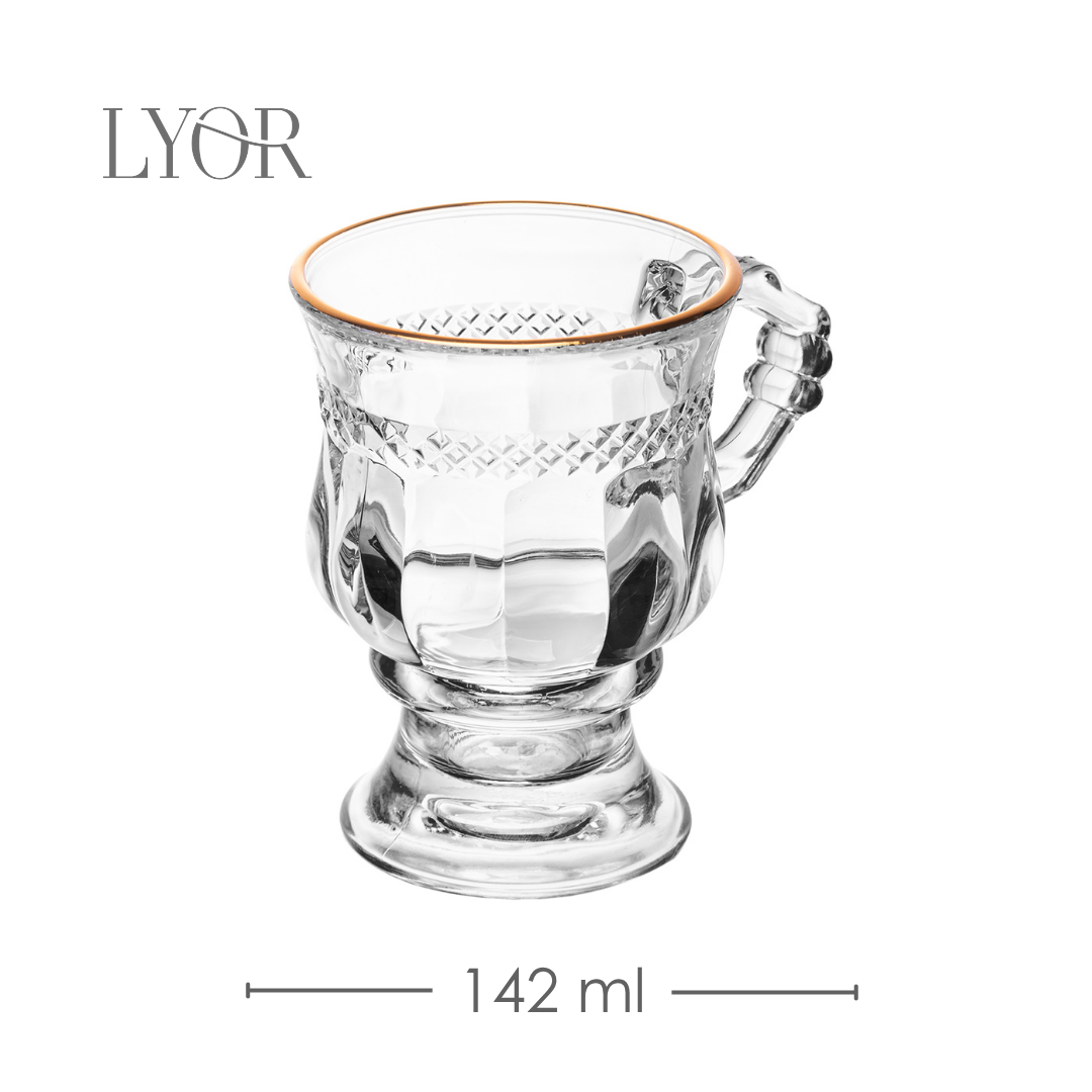 Taça de Cappuccino Diamante com Fio de Ouro 142ml Cristal Ecológico - Lyor