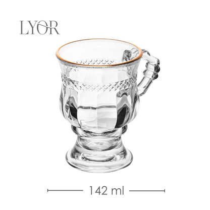 Taça de Cappuccino Diamante com Fio de Ouro 142ml Cristal Ecológico - Lyor