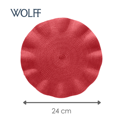 Jogo Americano de Polipropileno Babado Vermelho 38cm - Wolff