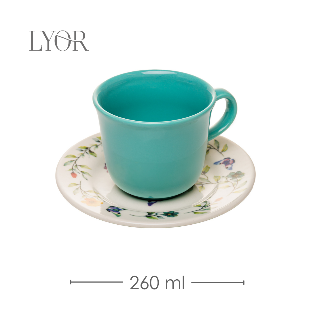 Xícara Chá Botanique 260ml Verde Cerâmica - Lyor
