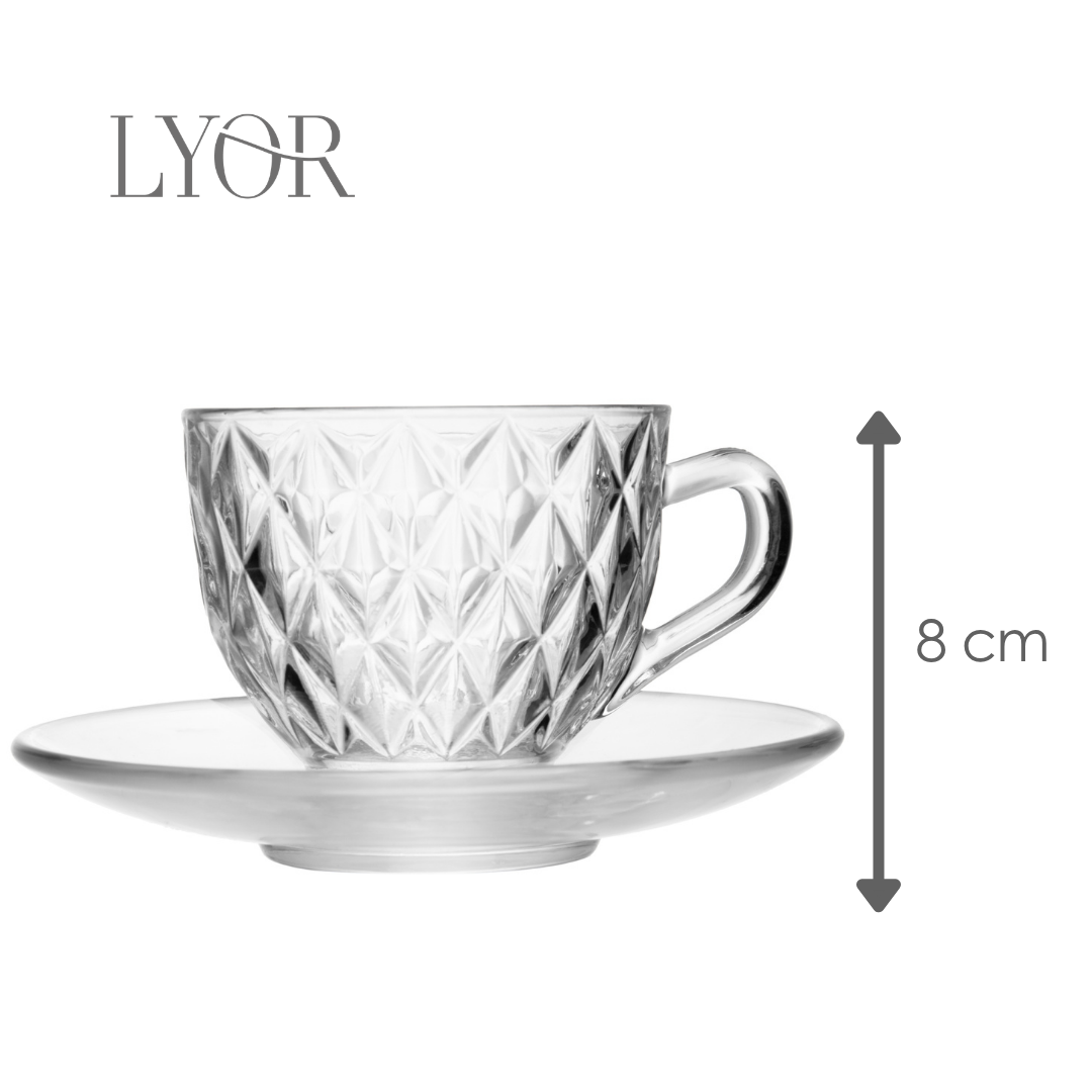 Xícara de Chá com Pires Diamond 220ml Cristal Ecológico - Lyor