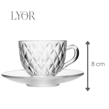 Xícara de Chá com Pires Diamond 220ml Cristal Ecológico - Lyor