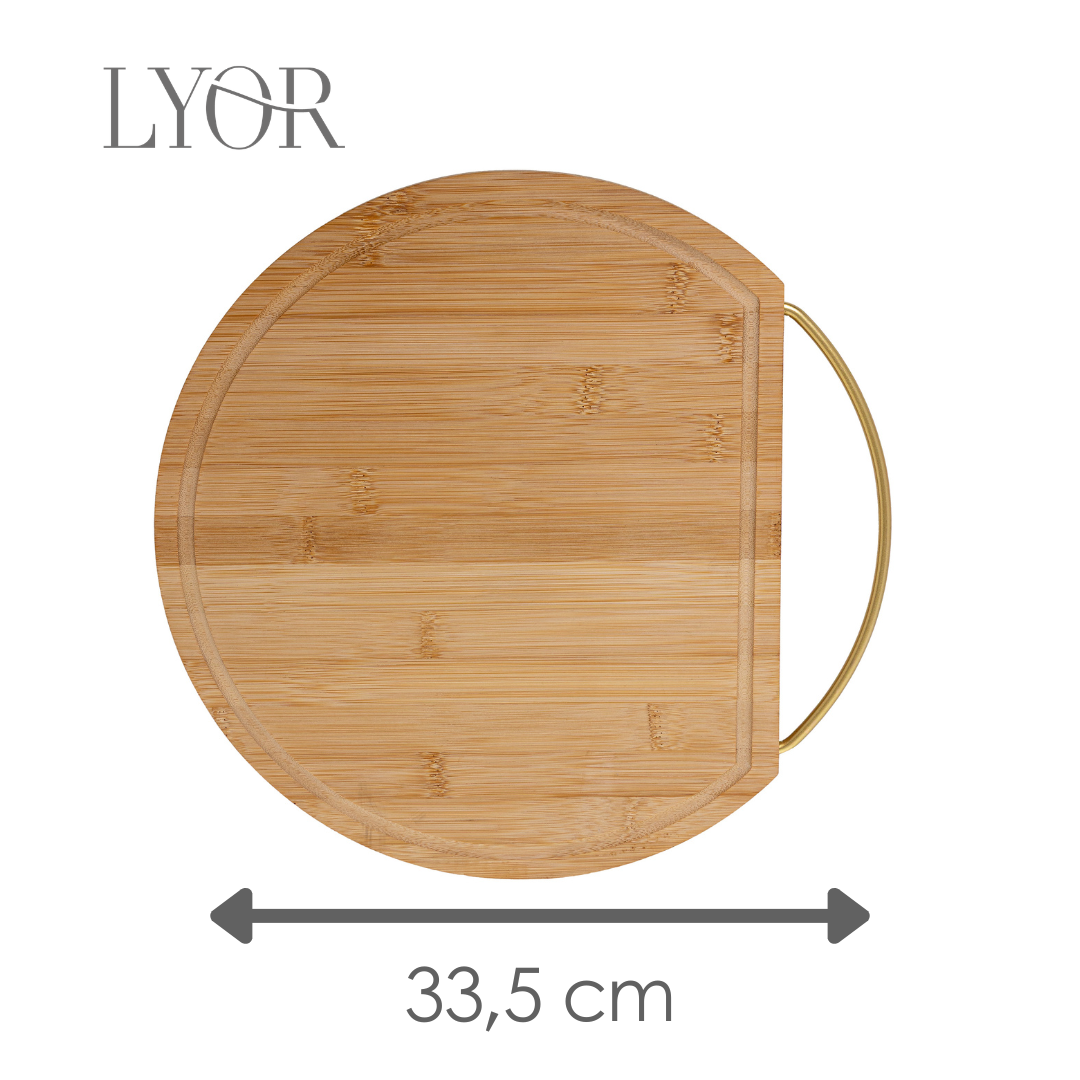 Tábua Redonda com Alça Nature 33,5cm x 28,5cm x 1,5cm Bambu - Lyor