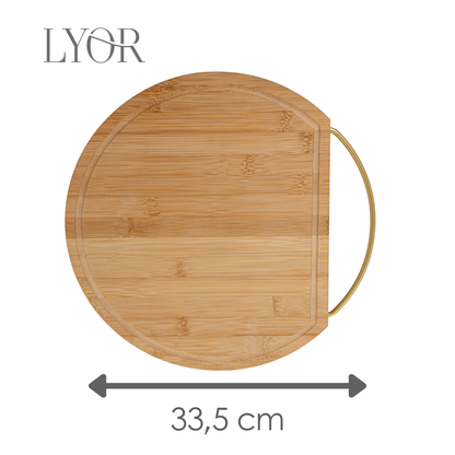 Tábua Redonda com Alça Nature 33,5cm x 28,5cm x 1,5cm Bambu - Lyor