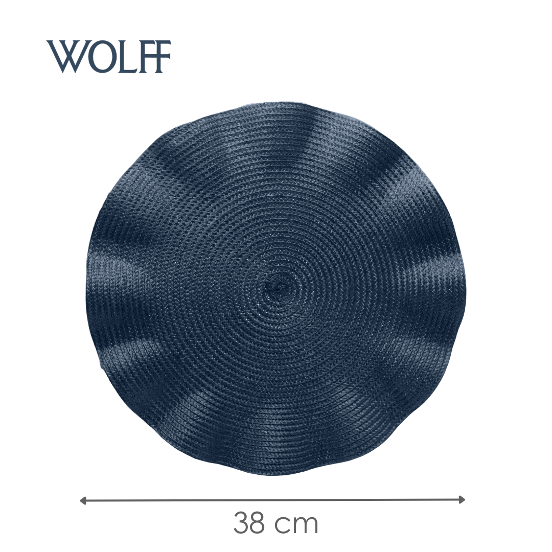 Jogo Americano de Polipropileno Babado Azul 38cm - Wolff