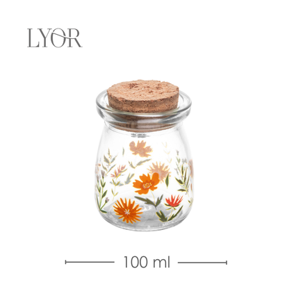 Pote Redondo com Tampa de Cortiça Flora 100ml Vidro - Lyor