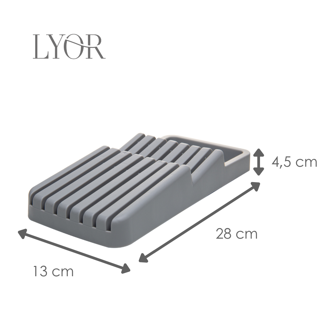 Organizador de Gavetas para Facas 28cm x 13cm x 4,5cm Cinza Plástico - Lyor