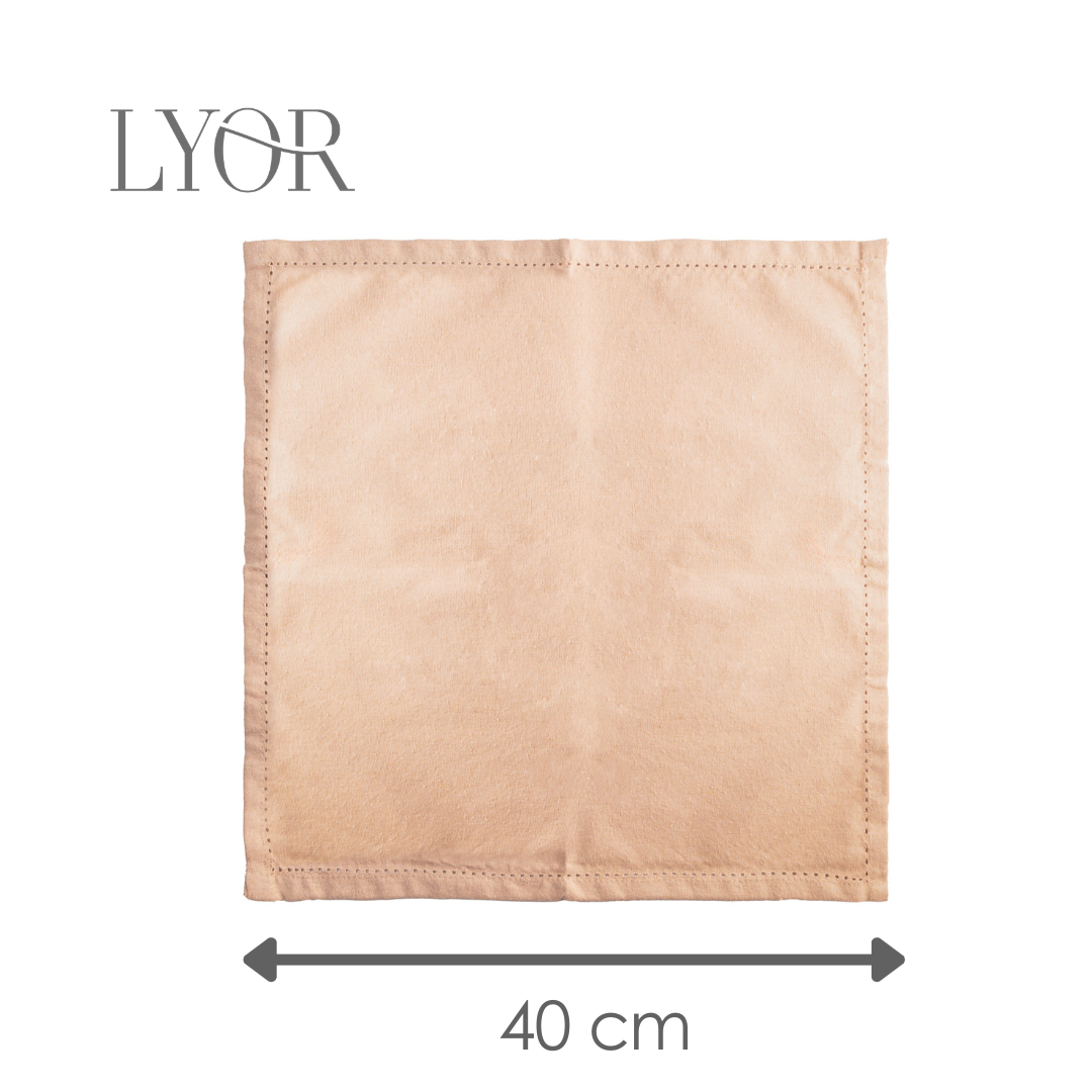 Conjunto 4 Guardanapos Momentos 40cm x 40cm Creme Algodão - Lyor