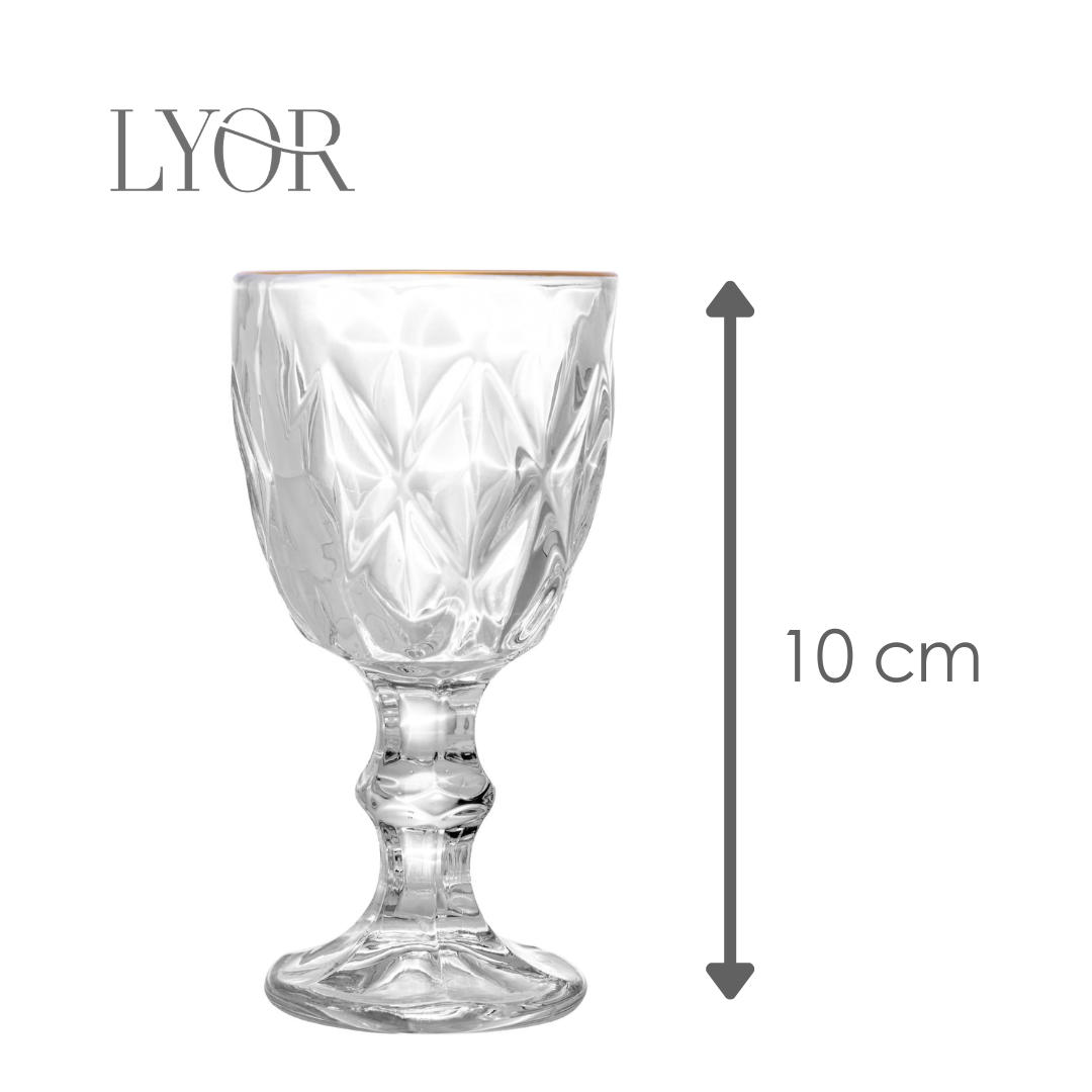 Taça de Licor de Vidro com Fio de Ouro Diamond - Lyor