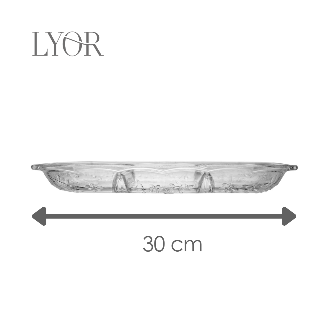 Petisqueira com Divisórias New Butterfly 30cm x 13cm x 3cm Cristal Ecológico - Lyor