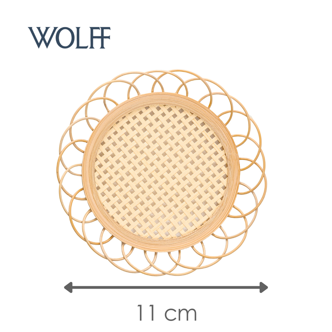 Porta Copos Tramato 11cm x 2cm Natural Rattan - Wolff