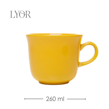 Xícara de Chá com Pires Siciliano 260ml Amarela Cerâmica - Lyor