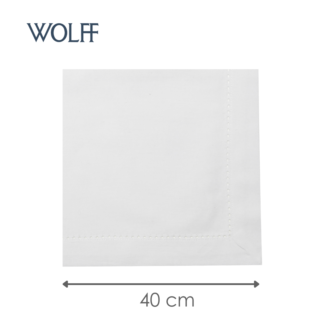Conjunto 2 Guardanapos Ponto Ajour de Algodão Branco 40cm x 40cm - Wolff