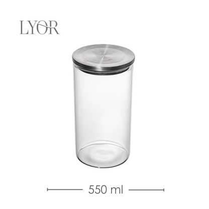 Pote Hermético de Vidro Borossilicato com Tampa em Metal 550ml - Lyor