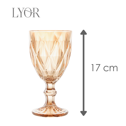 Taça de Água Diamond 325ml Âmbar Metalizado Vidro - Lyor