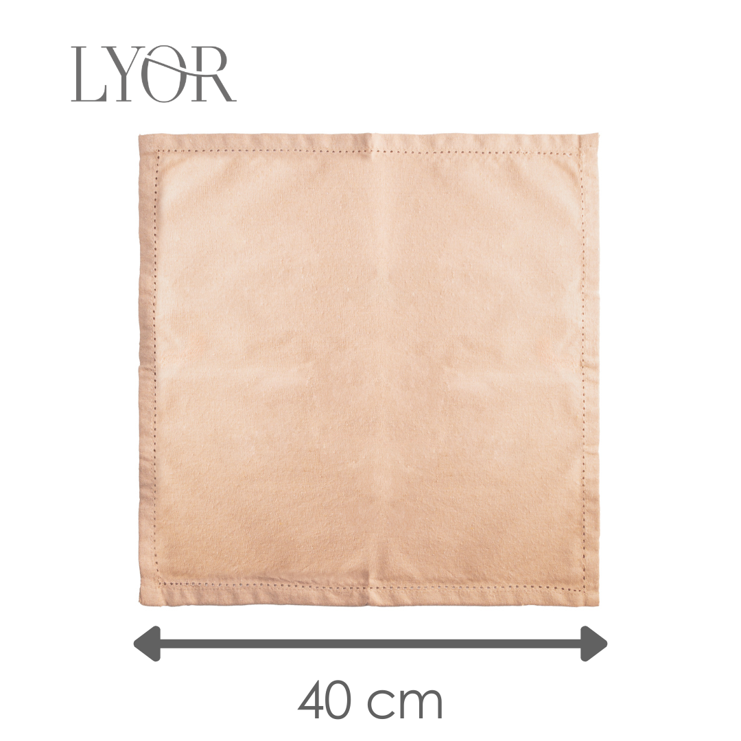 Conjunto 4 Guardanapos Momentos 40cm x 40cm Creme Algodão - Lyor