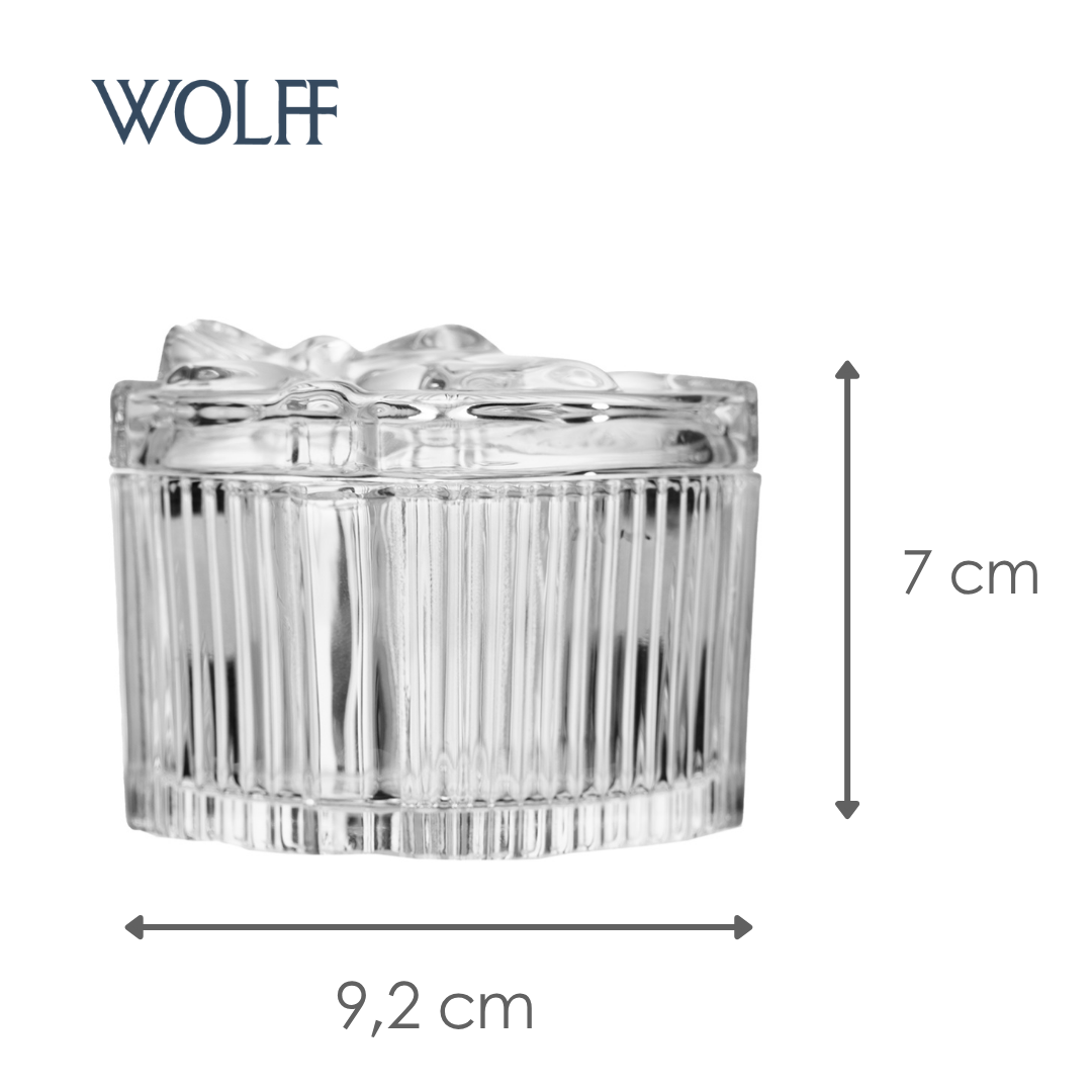 Potiche Coração Laço de Fita 9,2cm x 8cm x 7cm Cristal Ecológico - Wolff