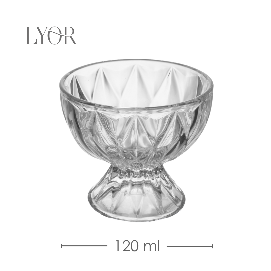 Conjunto 5 Peças Bowl e 4 Taças de Sobremesa Diamond 1,1L/120ml Cristal - Lyor