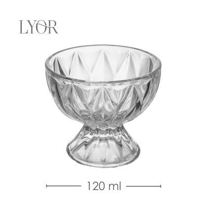 Conjunto 5 Peças Bowl e 4 Taças de Sobremesa Diamond 1,1L/120ml Cristal - Lyor