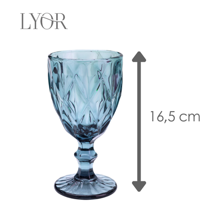 Taça Água Diamond 350ml Azul Vidro – Lyor