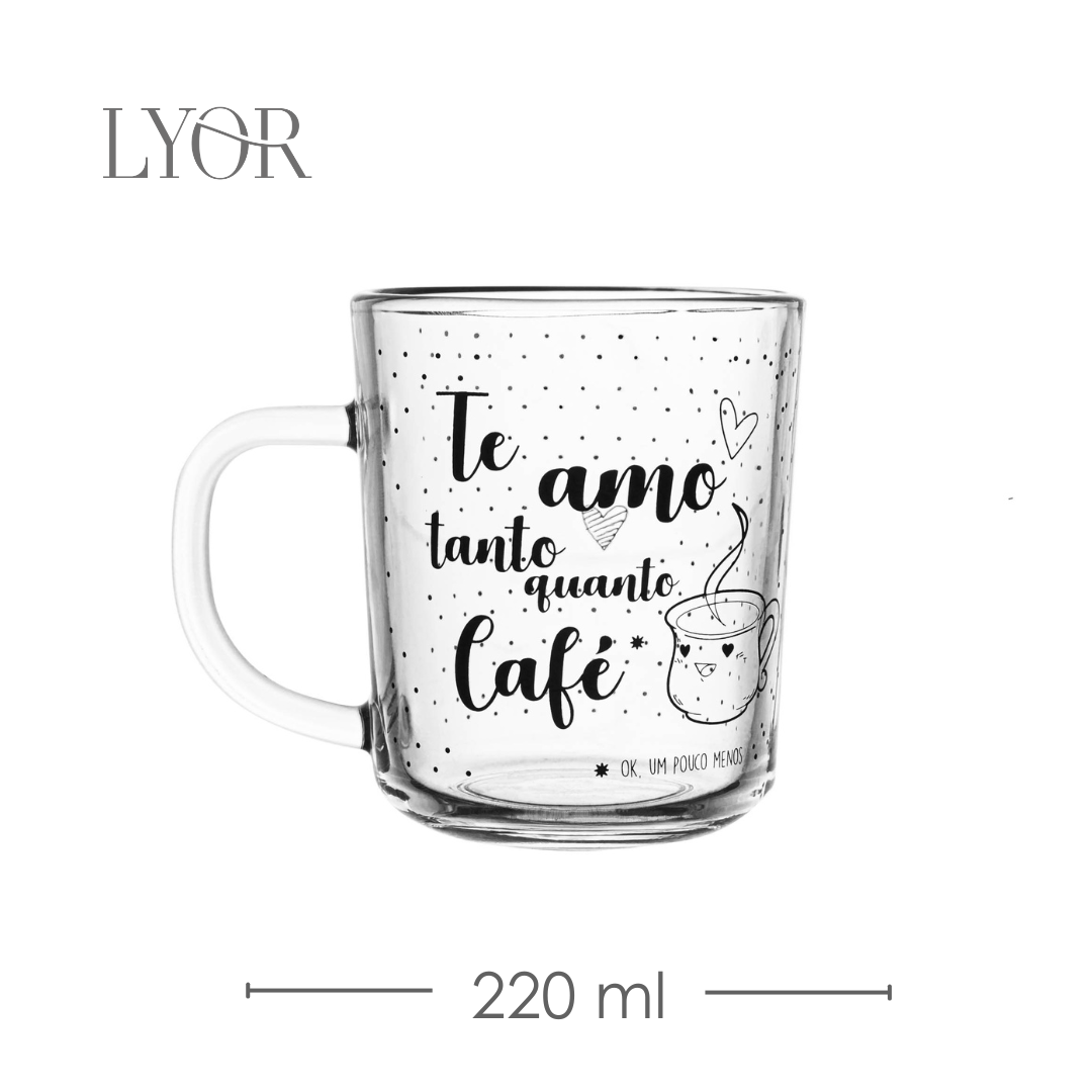 Conjunto 2 Canecas de Vidro Te Amo 220ml - Lyor