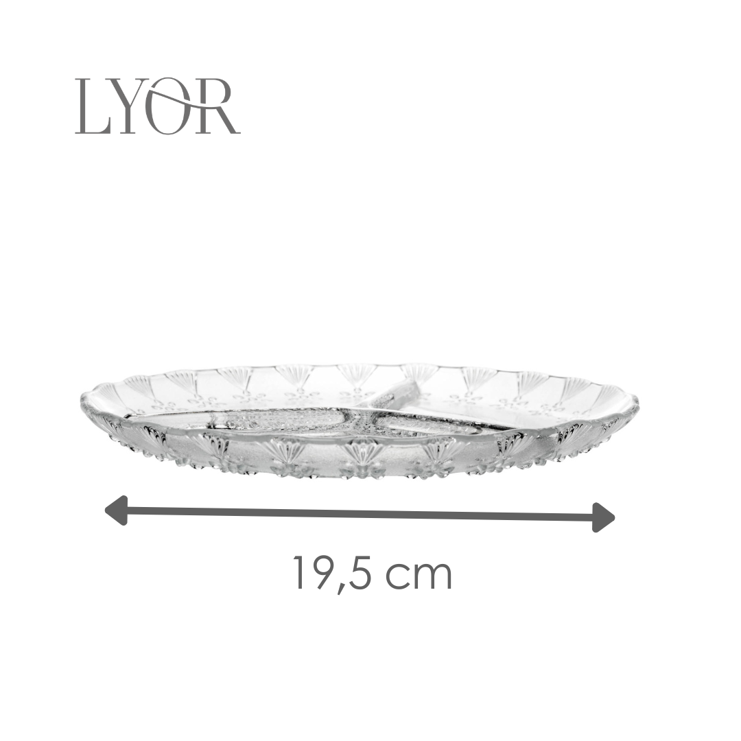 Petisqueira de Vidro com 3 Divisórias Floral 19,5cm - Lyor