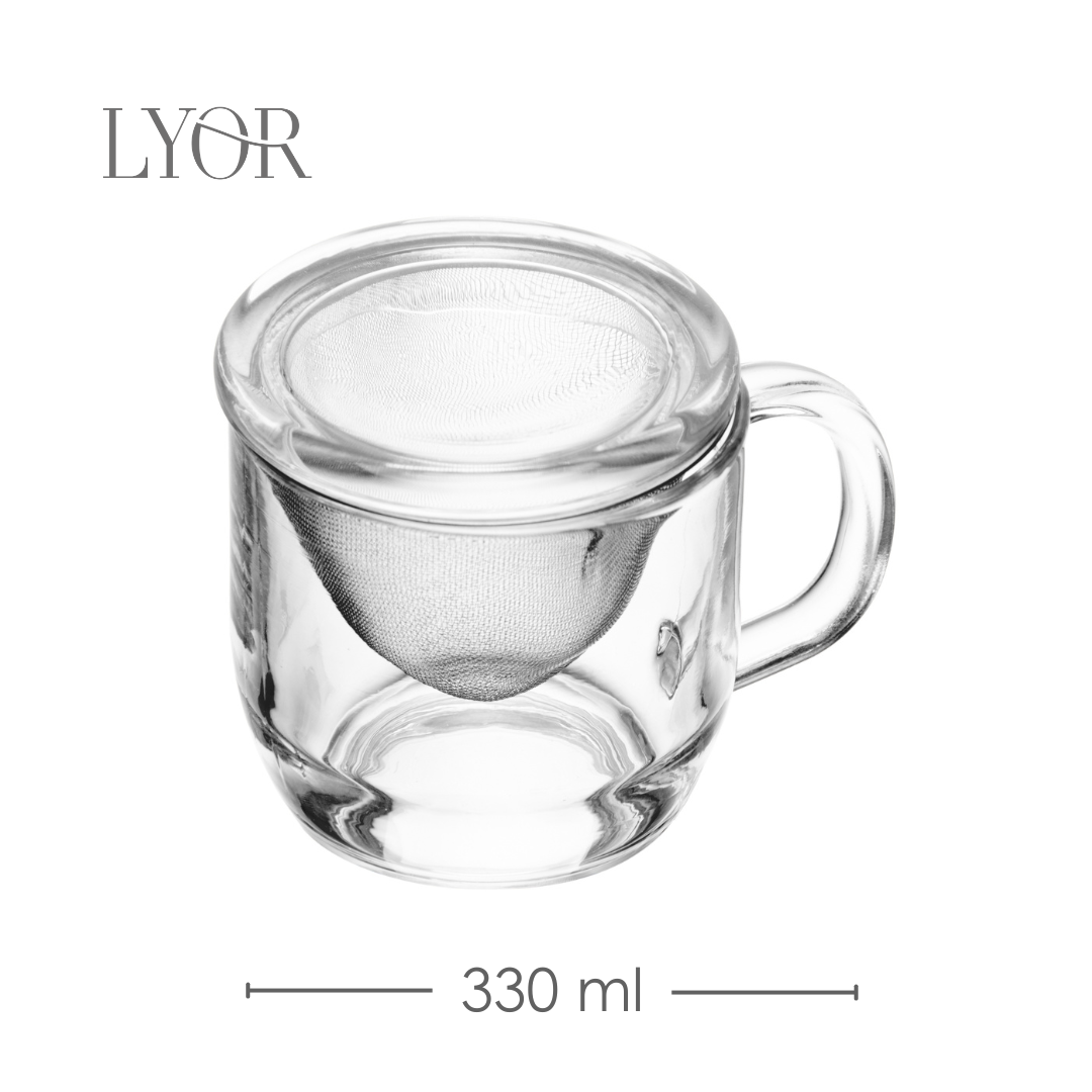 Caneca com Infusor e Tampa 330ml Vidro - Lyor