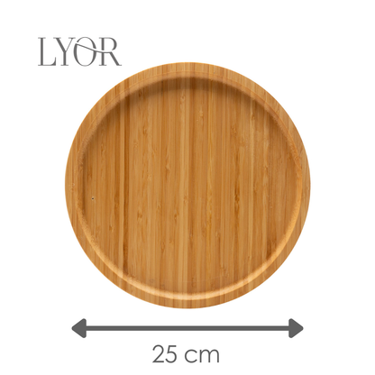 Bandeja Redonda Dobrável para Braço de Sofá 25cm Bambu - Lyor