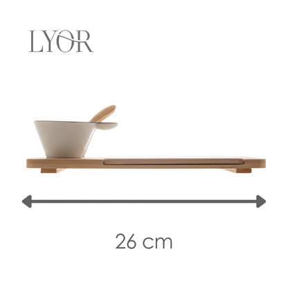 Conjunto 5 Peças para Petiscos de Bambu com Tábua e Molheiras - Lyor