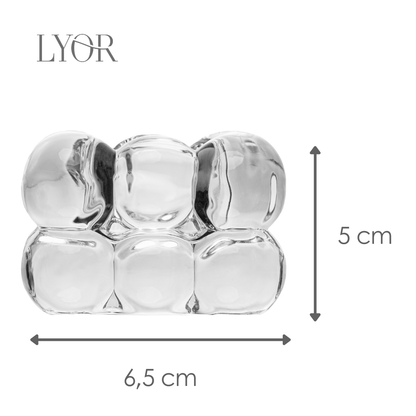 Porta Velas Bubble 6,5cm x 6,5cm x 5cm Vidro - Lyor