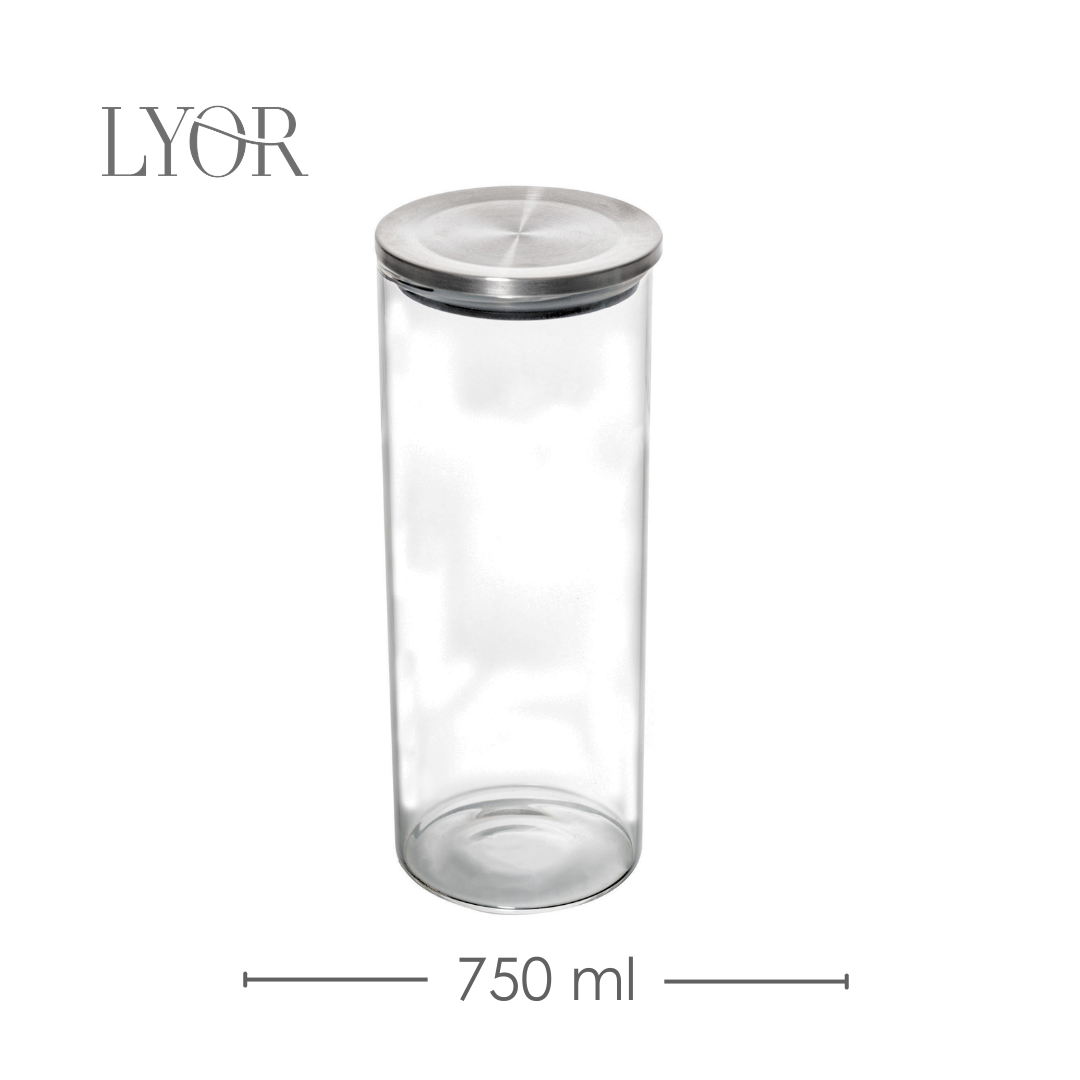 Pote Hermético de Vidro Borossilicato com Tampa em Metal 750ml - Lyor