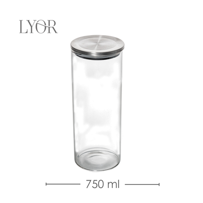 Pote Hermético de Vidro Borossilicato com Tampa em Metal 750ml - Lyor